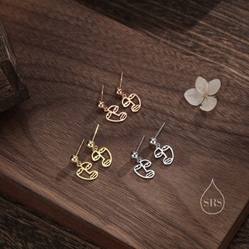 Art Inspired Asymmetric Face Drop Stud Earrings, 6 of 11