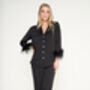 Luxury Black Feather Silky Pyjama Set, thumbnail 2 of 12