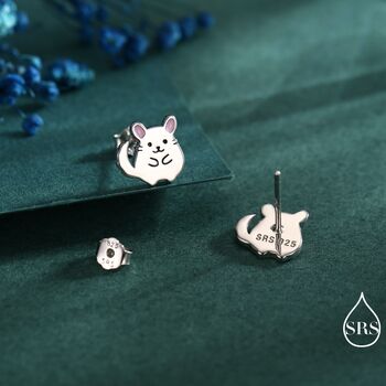 Sterling Silver Chinchilla Stud Earrings, 2 of 12