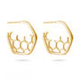 Gold Hoop Honeycomb Earrings, thumbnail 2 of 3