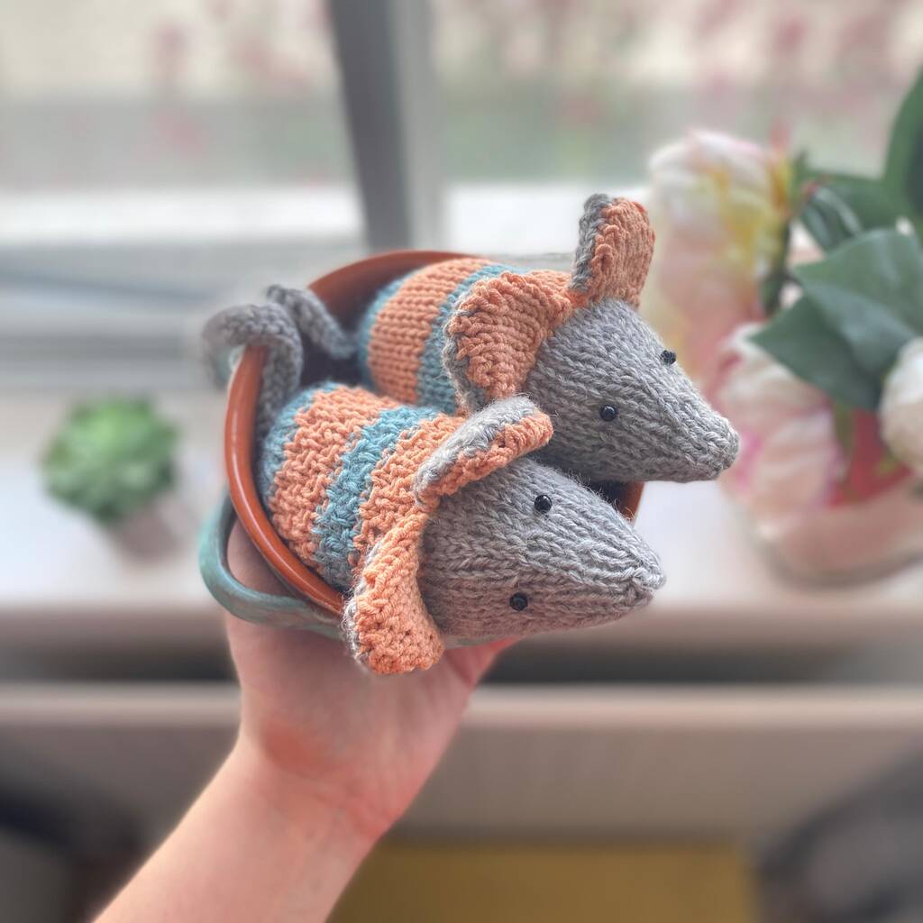 Three Colour Mice Knitting Pattern