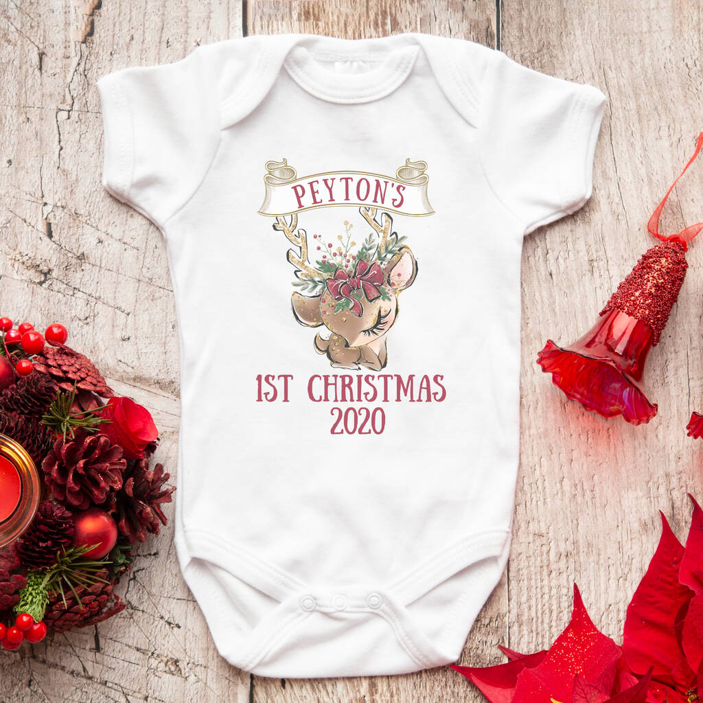 Personalised Baby's First Christmas Baby Grow By DinkiBelle ...