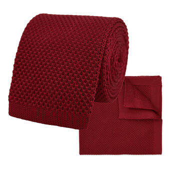 Burgundy Red Diamond End Knitted Neck Tie In 100% Soft Polyester, 8 of 9