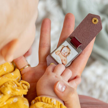 Personalised Metal Photo Keyring With Leather Case, 2 of 10