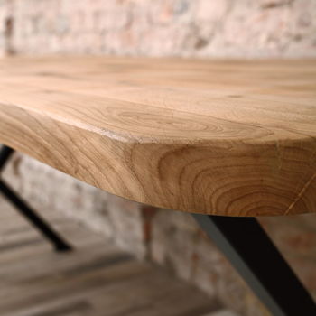 Battersea X Shaped Legs Industrial Oak Dining Table, 5 of 7