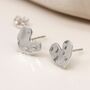 Sterling Silver Hammered Heart Stud Earrings, thumbnail 4 of 6