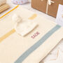Unisex Cream Ribbon Stripe Baby Blanket, thumbnail 1 of 12