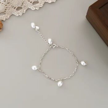 Milan Ivory Silver Pearl Ball Dangle Charm Gift Bracelet, 7 of 8