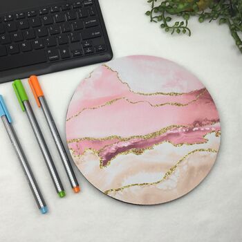 Personalised Blush Pink Marble Mouse Mat, 7 of 11