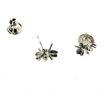 Sterling Silver Mini Bee Stud Earrings, 2 of 6