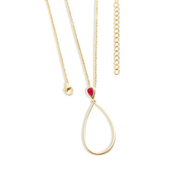 Long Petal Necklace With Pear Cut Ruby In Gold Vermeil, 2 of 4