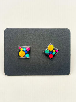 Mini Disco Stud Earrings With Colourful Glitter, 5 of 12