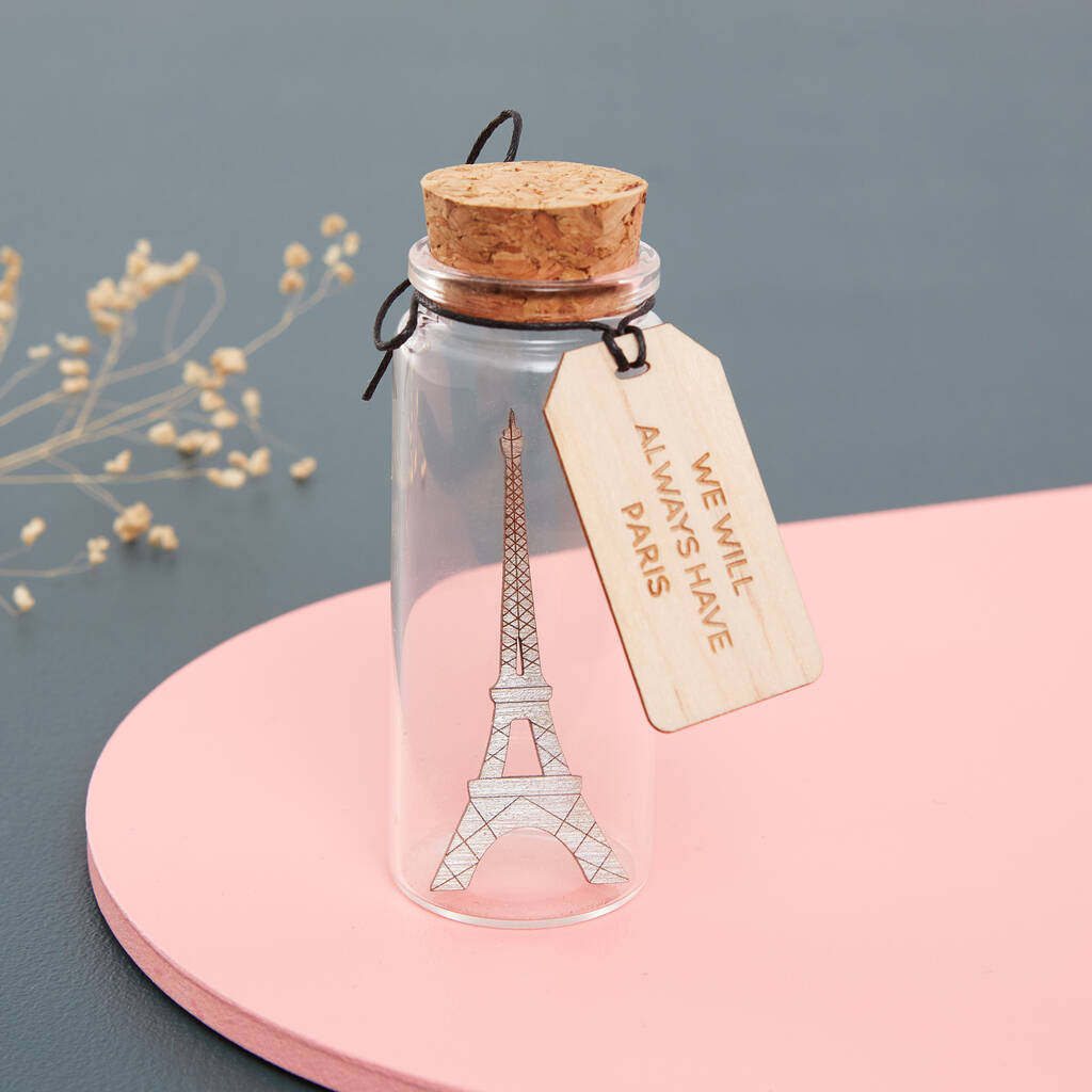 Miniature Eiffel Tower Message Bottle Keepsake Gift, 1 of 11