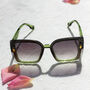 Front Lens Glitter Butterfly Sunglasses In Green, thumbnail 1 of 4