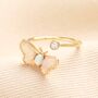 Adjustable Opal Butterfly And Crystal Ring In Gold, thumbnail 1 of 4