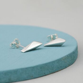 Simple Sterling Silver Studs. Kite Shape, 6 of 10