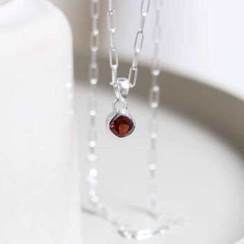 Sterling Silver Birthstone Fine Paperclip Necklace, 3 of 12