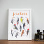'Peckers' Illustrated Bird Art Print, thumbnail 1 of 3