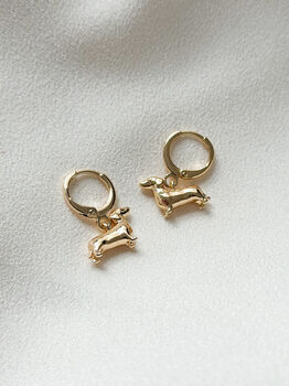 Dachshund Huggie Hoop Earrings, 2 of 3