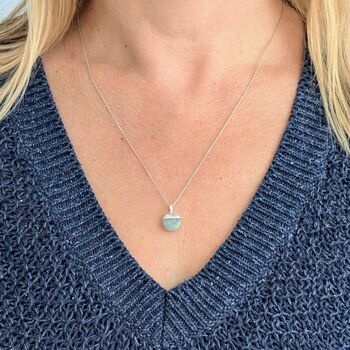 The Orb Aquamarine March Birthstone Necklace, Silver, 5 of 8