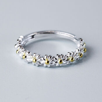 Sterling Silver Daisy Chain Adjustable Ring, 4 of 6