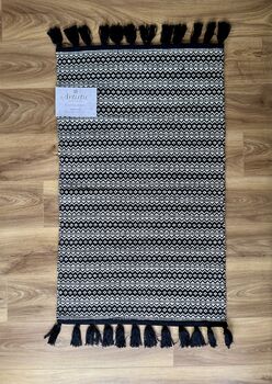 Black And White Patterned Rug, 69cm X 114cm, 3 of 3