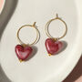 Raspberry Gelato Heart Charm Hoop Earrings, thumbnail 1 of 9