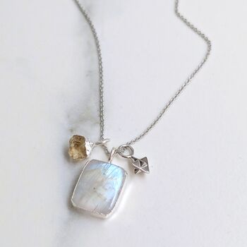 The Trio Moonstone Necklace, Silver, 3 of 8