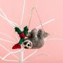 Personalised Felt Festive Sloth Christmas Decoration, thumbnail 5 of 5
