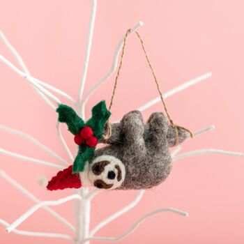 Personalised Felt Festive Sloth Christmas Decoration, 5 of 5