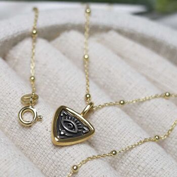 Gold Plated Sterling Silver Evil Eye Necklace, 12 of 12