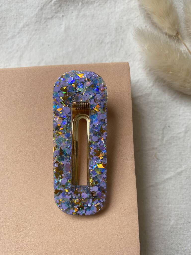 Lilac Resin Sparkly Hair Clip By Love Kiki Designs