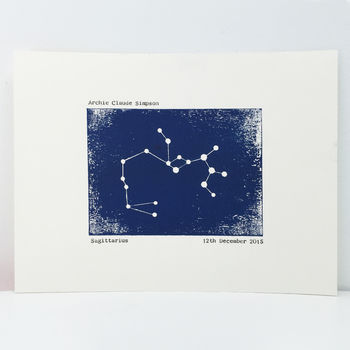 Personalised Sagittarius Constellation Woodblock Print, 6 of 8
