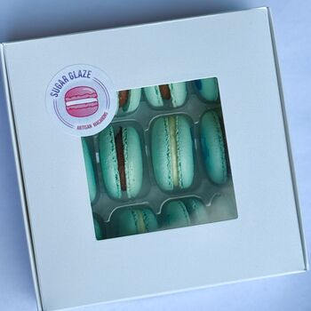 Baby Shower Boy Blue Personalised Macarons Gift Box Of 12, 2 of 3