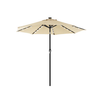 Beige Garden Patio Parasol Sun Umbrella With Lights, 4 of 7