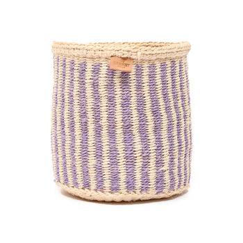 Umeme: Lavender Pinstripe Woven Storage Basket, 3 of 9
