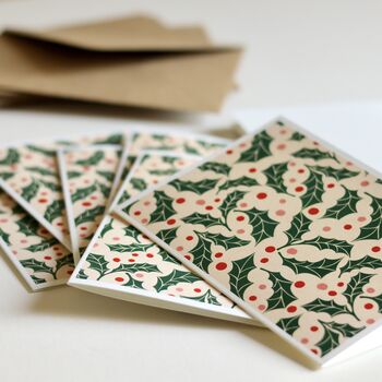 Jolly Holly Linocut Notecards Set Of Eight, 4 of 6