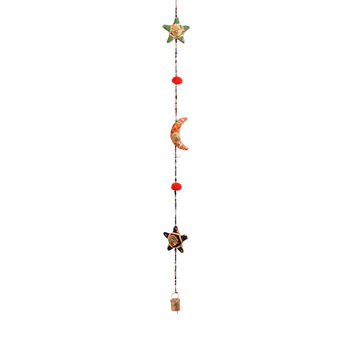 Handmade Wood And Sari Moon And Star Decoration, 2 of 6