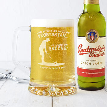 'Dad Lives On Greens' Father's Day Golf Beer Tankard, 2 of 5