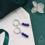Sterling Silver Genuine Lapis Lazuli Stone Trio Huggie Hoop Earrings, thumbnail 1 of 10