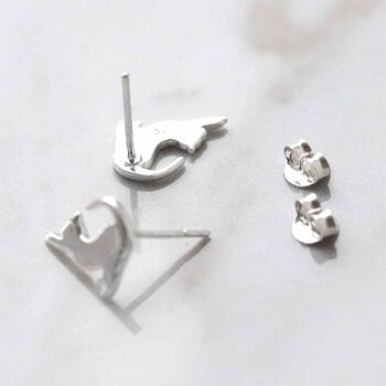 Sterling Silver Kitten Stud Earrings, 2 of 5
