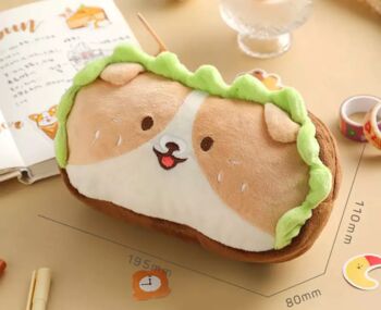 Cute Dog And Bear Burger Plush Pencil Cases, 5 of 7