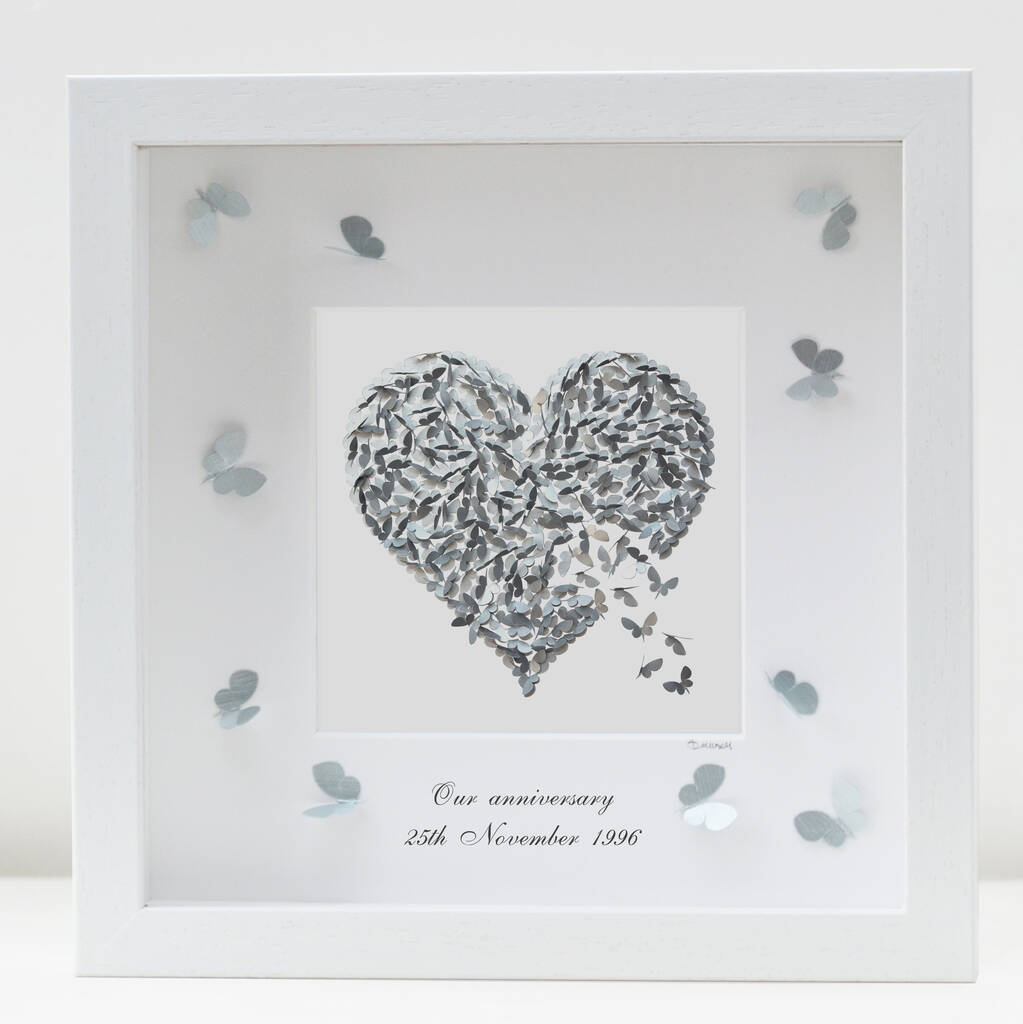 Butterfly Silver Wedding Anniversary Framed Print, 1 of 6