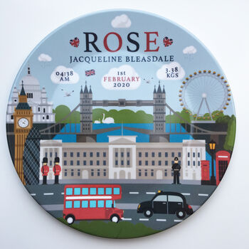 Personalised London City Keepsake Birth Plate, 2 of 4