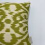 Square Ikat Silk Cushion Green Abstract, thumbnail 6 of 7