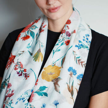 Vintage Wild Meadow Flowers Blossom Scarf, 4 of 12