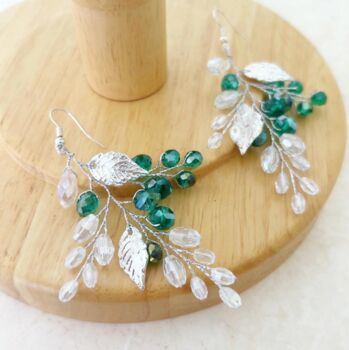 Crystal And Silver Leaf Earrings, 4 of 6