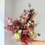 Dried Acer And Hydrangea Bouquet In Red Pink Tones, thumbnail 3 of 6