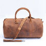 Hunter Leather Travel Duffle Bag Holdall With Personalised Luggage Tag, thumbnail 6 of 6