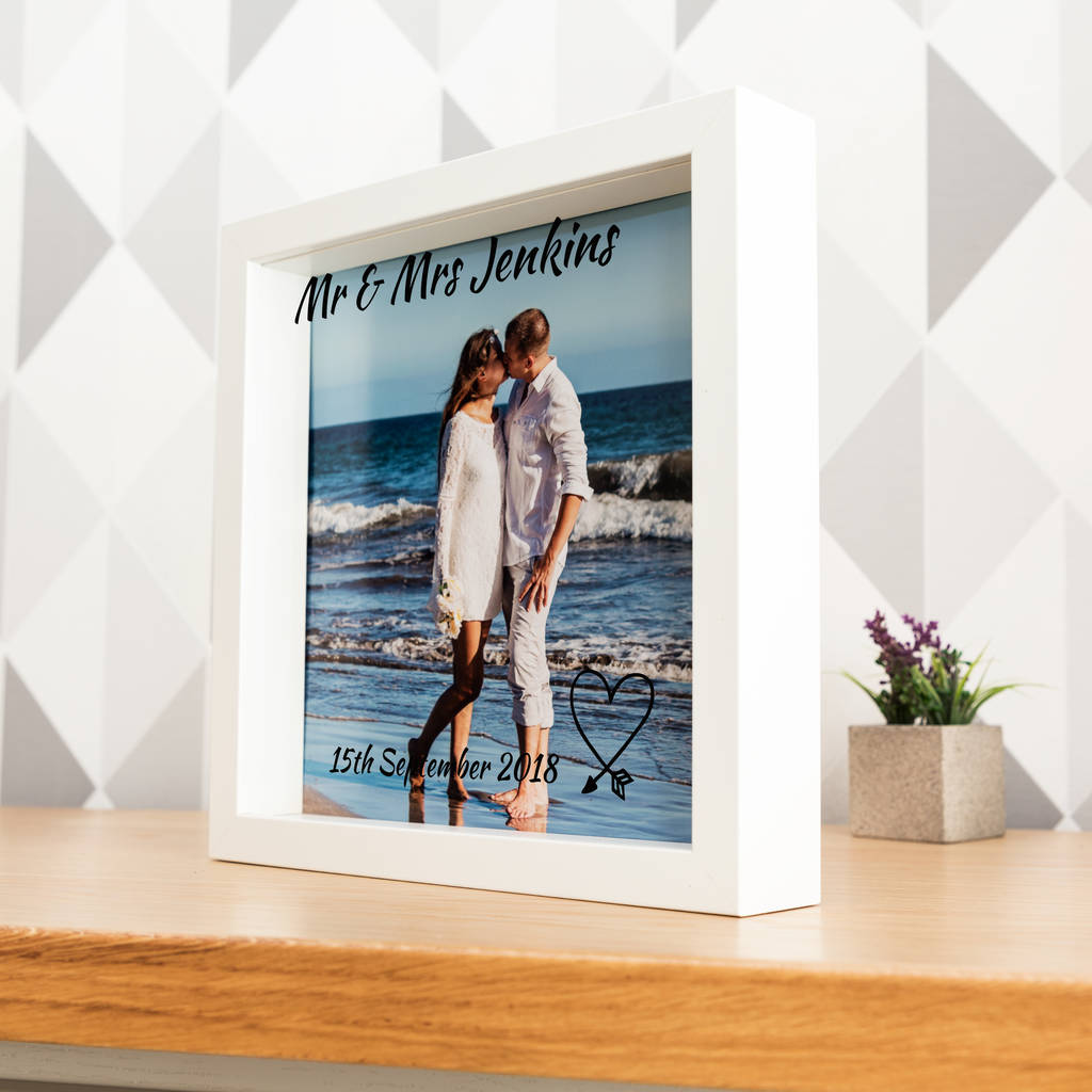 Personalised Wedding Day Box Frame With Photo By Mirrorin
